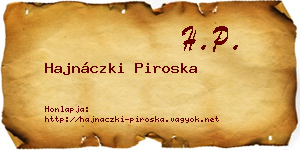 Hajnáczki Piroska névjegykártya